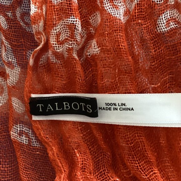 Talbots Orange and White Geometric Scarf - Picture 7 of 8